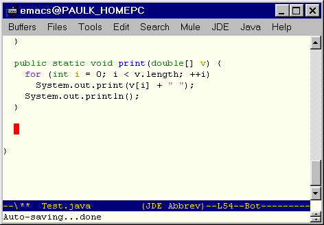 Screen capture showing point inside a
class.